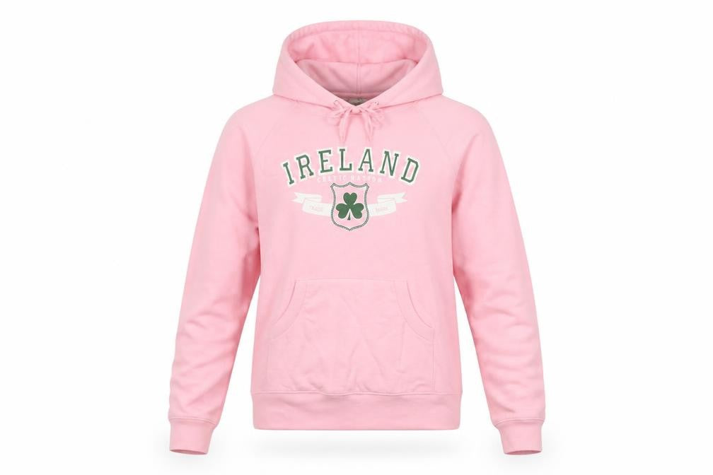 Front view of Lansdowne women’s pink 100% cotton pullover hoodie, size S, - ireland