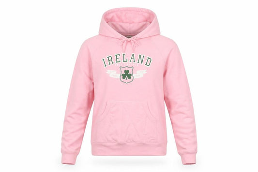 Front view of Lansdowne women’s pink 100% cotton pullover hoodie, size S, - ireland