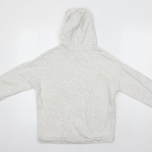 M&S Girls Grey Houndstooth Cotton Pullover Hoodie Size 12-13 Years