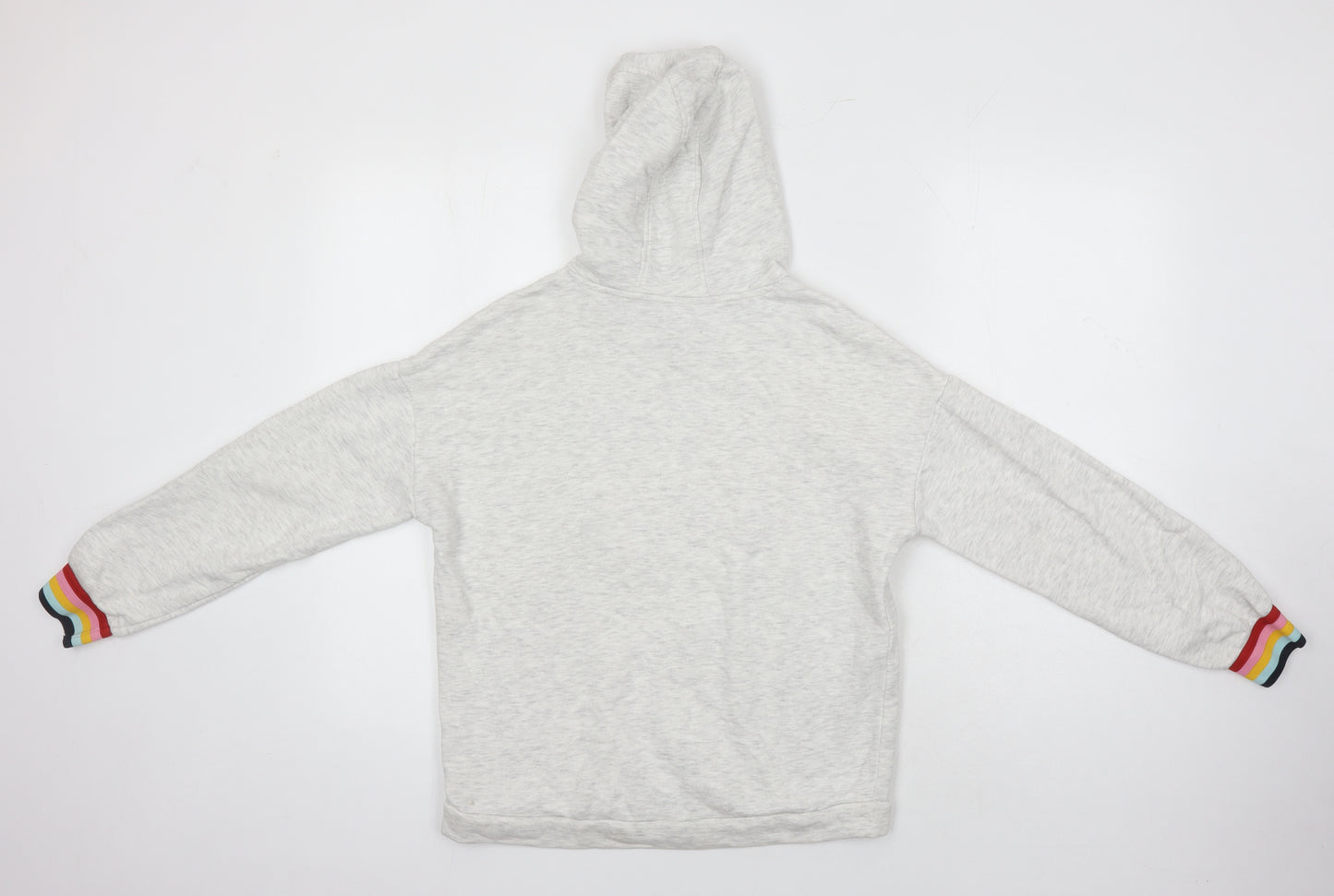 M&S Girls Grey Houndstooth Cotton Pullover Hoodie Size 12-13 Years