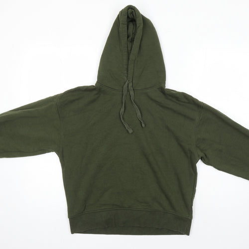 Zara Womens Green Cotton Pullover Hoodie Size S