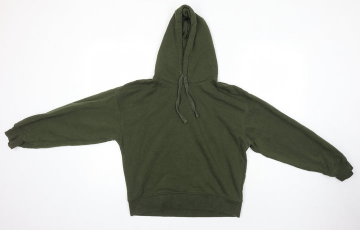 Zara Womens Green Cotton Pullover Hoodie Size S