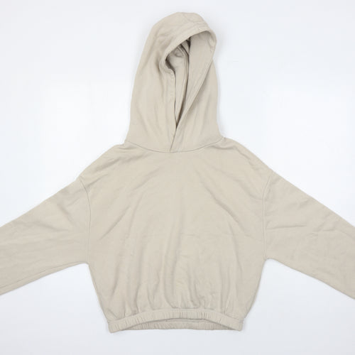 Zara Womens Beige Cotton Pullover Hoodie Size M