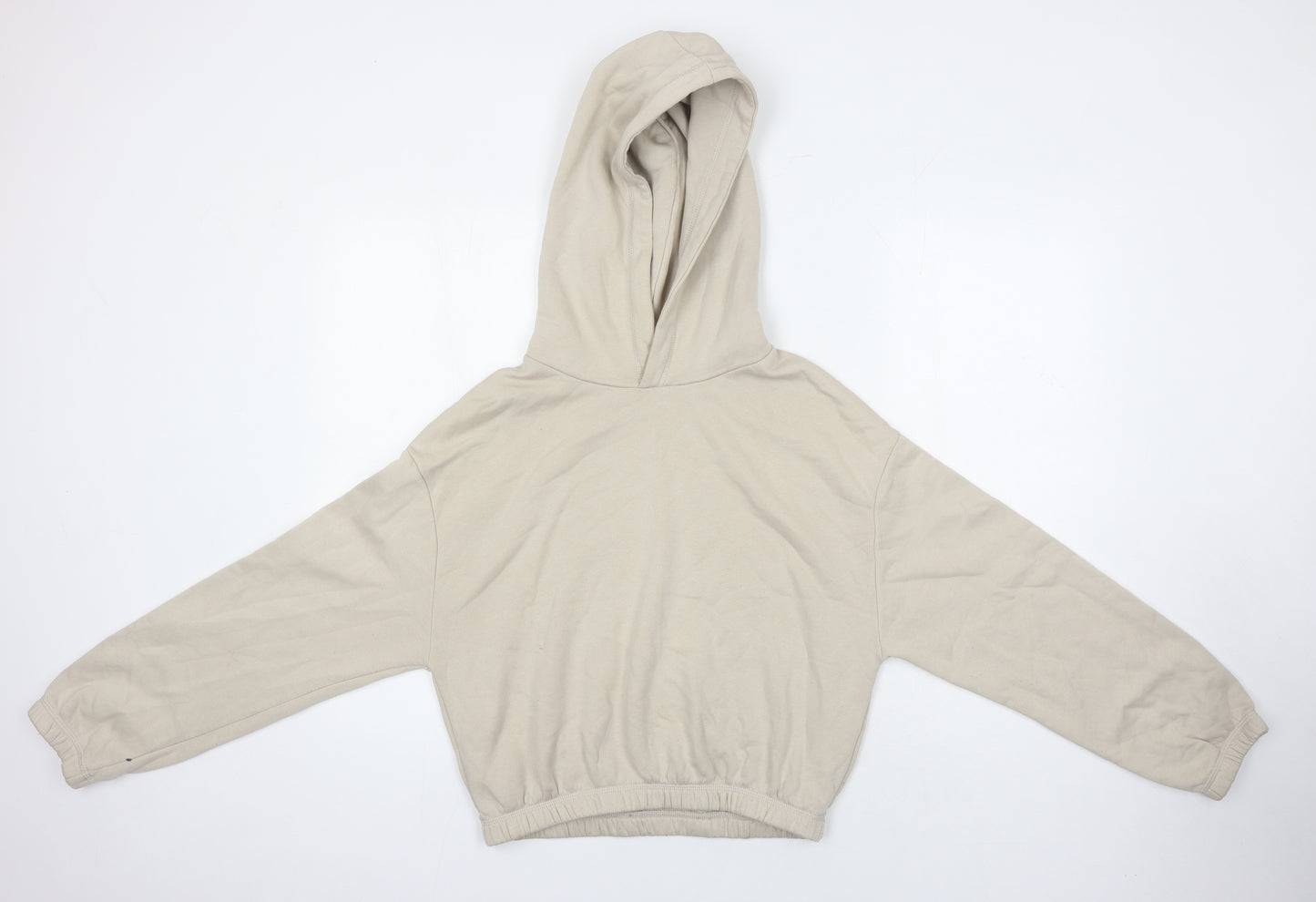 Zara Womens Beige Cotton Pullover Hoodie Size M
