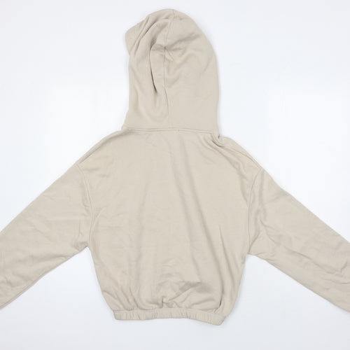 Zara Womens Beige Cotton Pullover Hoodie Size M