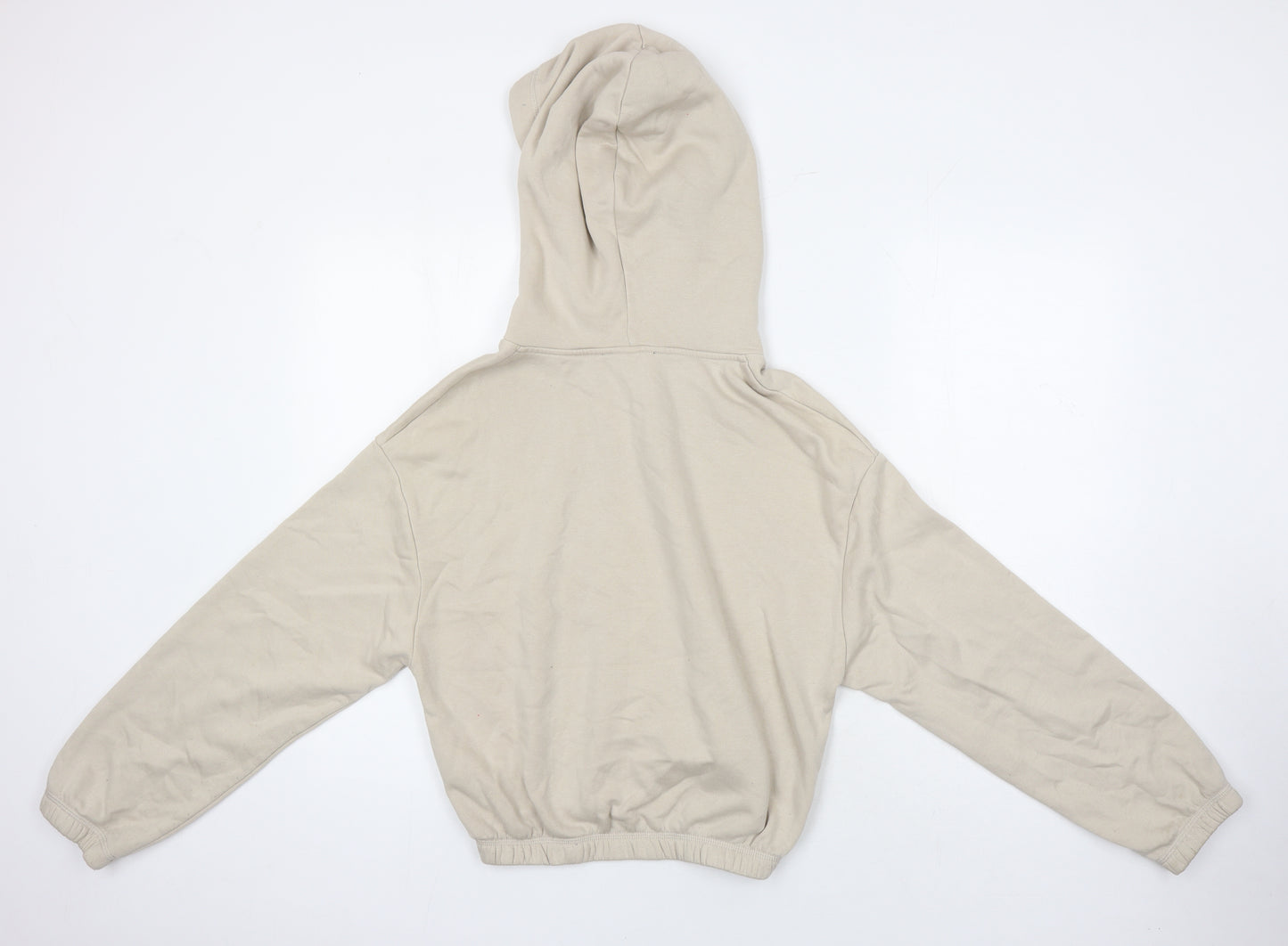 Zara Womens Beige Cotton Pullover Hoodie Size M