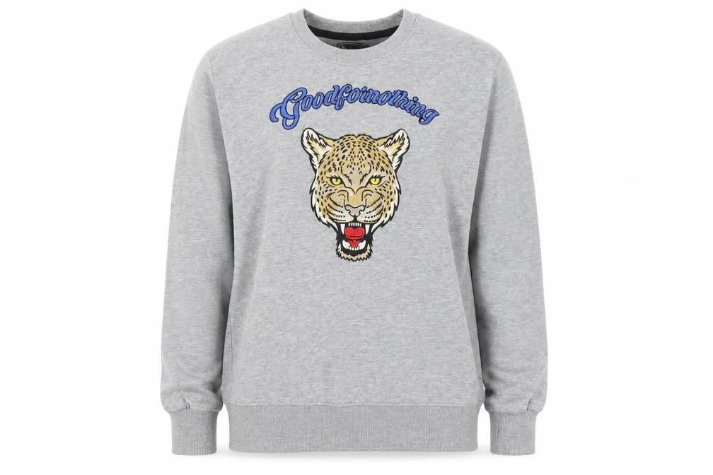 Front view of Good For Nothing women’s grey cotton pullover sweatshirt, size XL