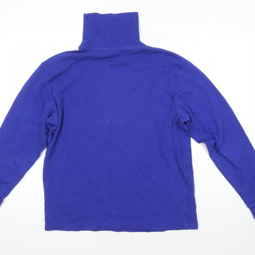 Crane Snow Mens Blue Cotton Pullover Casual Size 38 Mock Neck