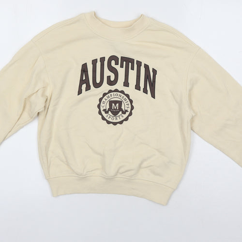 H&M Womens Beige Cotton Pullover Sweatshirt Size XS