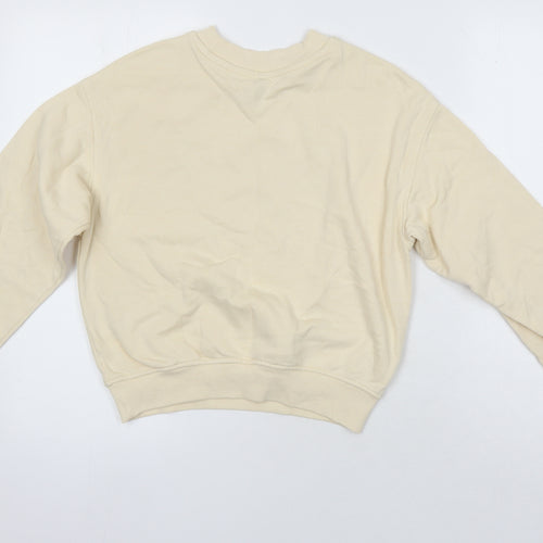 H&M Womens Beige Cotton Pullover Sweatshirt Size XS