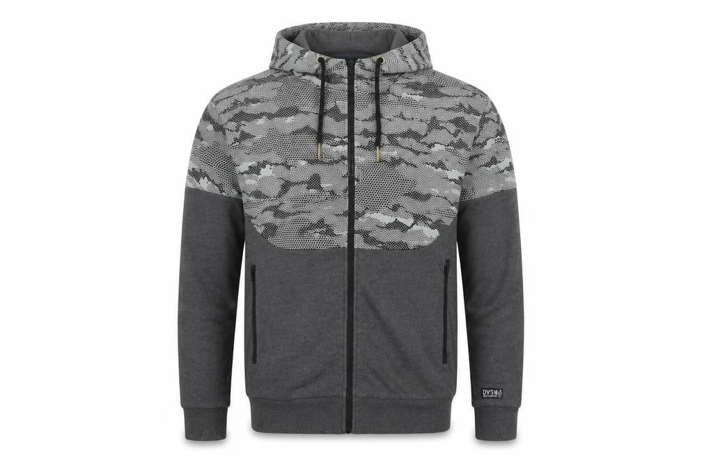 Front view of C&A men’s multicoloured cotton full zip hoodie, size M