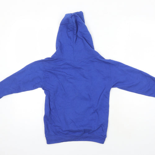 JustHoods Boys Blue Cotton Pullover Hoodie Size 7-8 Years