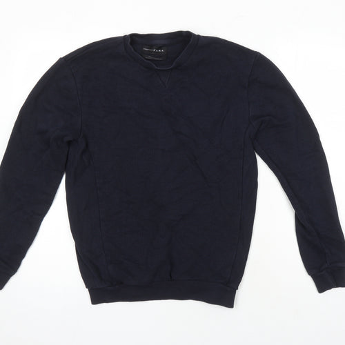 Zara Womens Blue Cotton Pullover Sweatshirt Size M