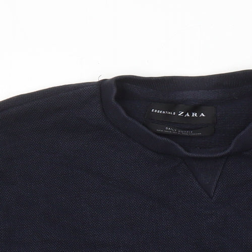 Zara Womens Blue Cotton Pullover Sweatshirt Size M