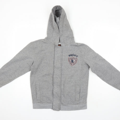 Soul & Glory Boys Grey Cotton Full Zip Hoodie Size 11-12 Years Zip