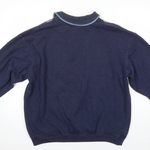 St Michael Mens Blue Argyle/Diamond Cotton Pullover Sweatshirt Size XL