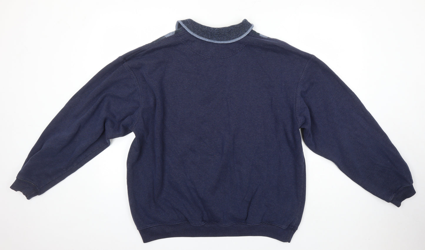 St Michael Mens Blue Argyle/Diamond Cotton Pullover Sweatshirt Size XL