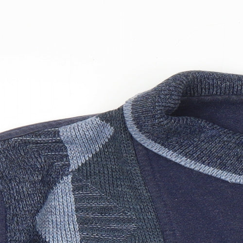 St Michael Mens Blue Argyle/Diamond Cotton Pullover Sweatshirt Size XL