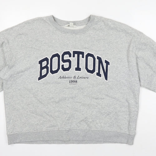 H&M Womens Grey Cotton Pullover Sweatshirt Size L