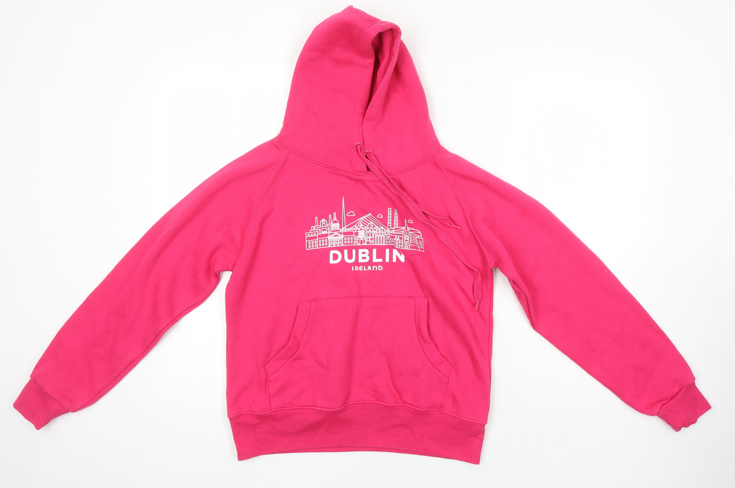 Lady Fit Hood Womens Pink Houndstooth Cotton Pullover Hoodie Size M - Dublin