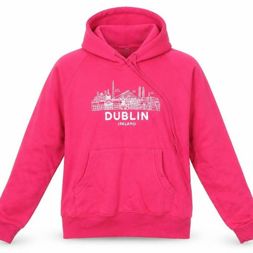 Lady Fit Hood Womens Pink Houndstooth Cotton Pullover Hoodie Size M - Dublin