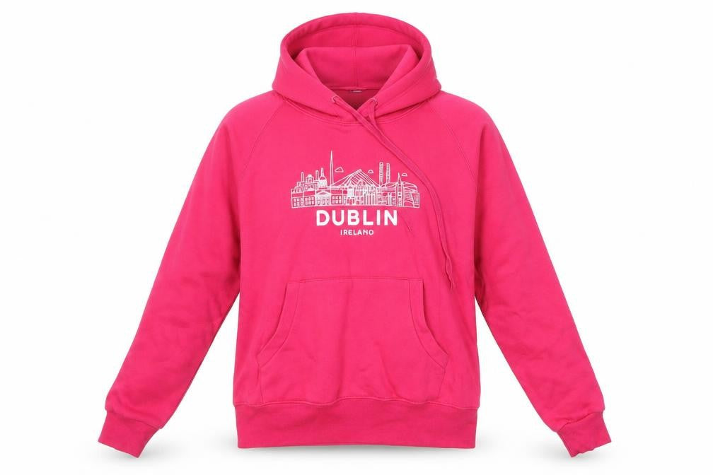 Lady Fit Hood Womens Pink Houndstooth Cotton Pullover Hoodie Size M - Dublin