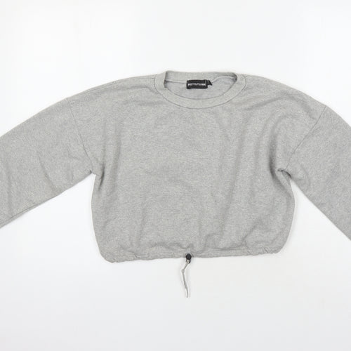 PRETTYLITTLETHING Womens Grey Polyester Pullover Sweatshirt Size 4 - Cropped