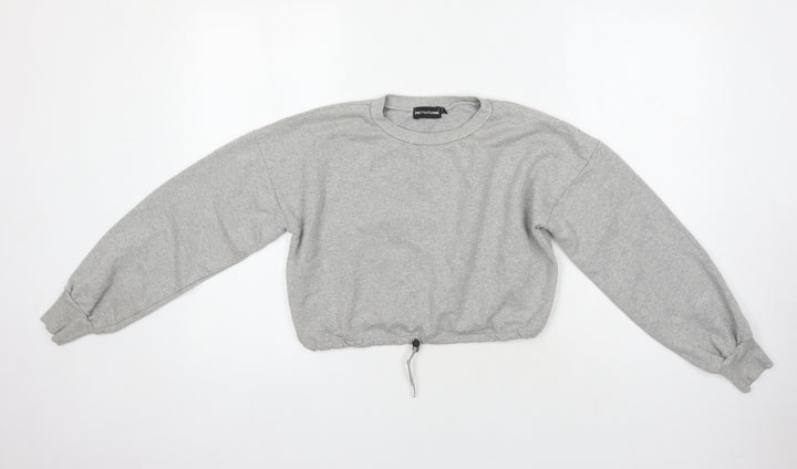 PRETTYLITTLETHING Womens Grey Polyester Pullover Sweatshirt Size 4 - Cropped
