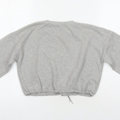 PRETTYLITTLETHING Womens Grey Polyester Pullover Sweatshirt Size 4 - Cropped