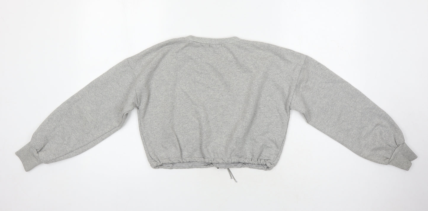 PRETTYLITTLETHING Womens Grey Polyester Pullover Sweatshirt Size 4 - Cropped