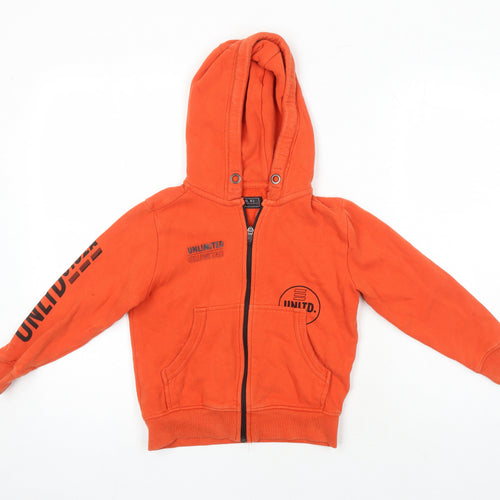 NEXT Boys Orange Cotton Full Zip Hoodie Size 6-7 Years Zip