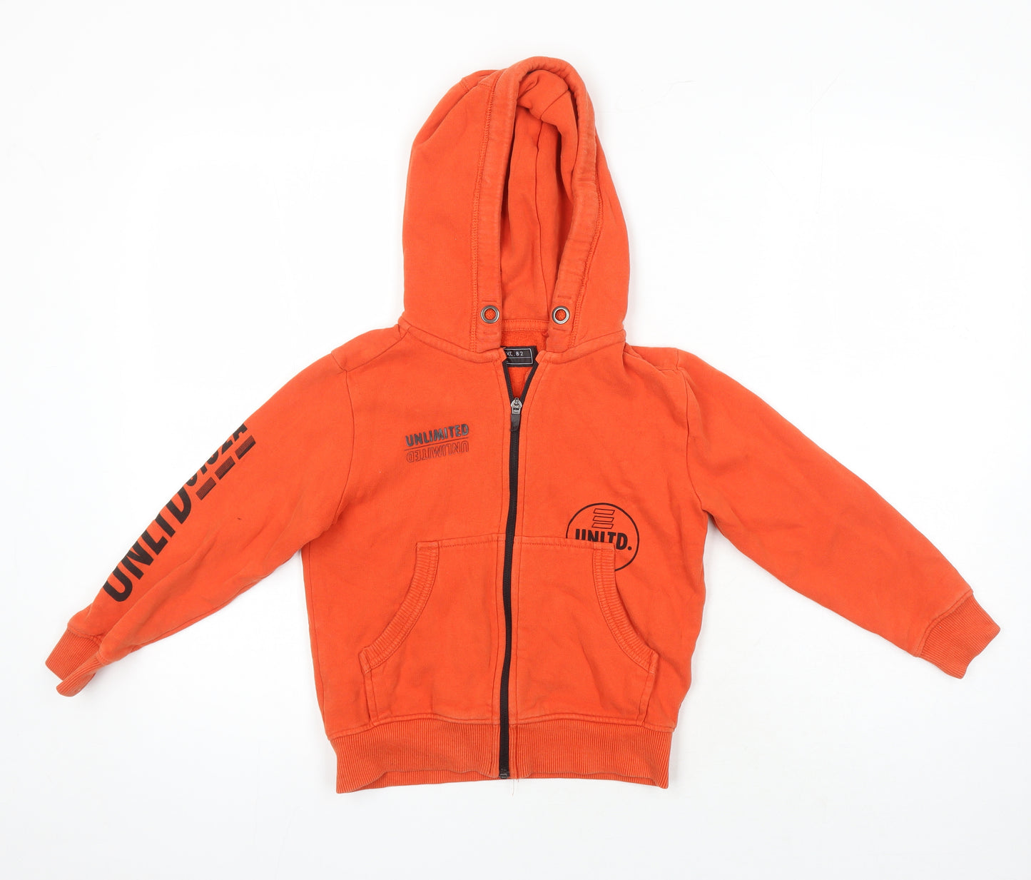NEXT Boys Orange Cotton Full Zip Hoodie Size 6-7 Years Zip