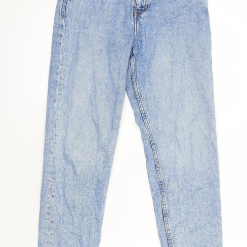 Zara Womens Blue Cotton Blend Tapered Jeans Size 8 L27 in Regular