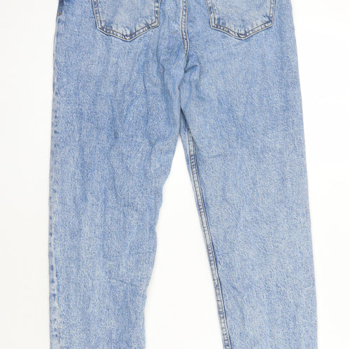 Zara Womens Blue Cotton Blend Tapered Jeans Size 8 L27 in Regular
