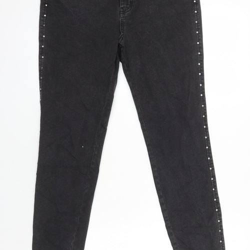 TU Womens Black Cotton Skinny Jeans Size 14 L27.5 in Regular