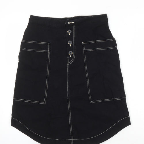 Monkl Womens Black Cotton A-Line Skirt Size 38 in
