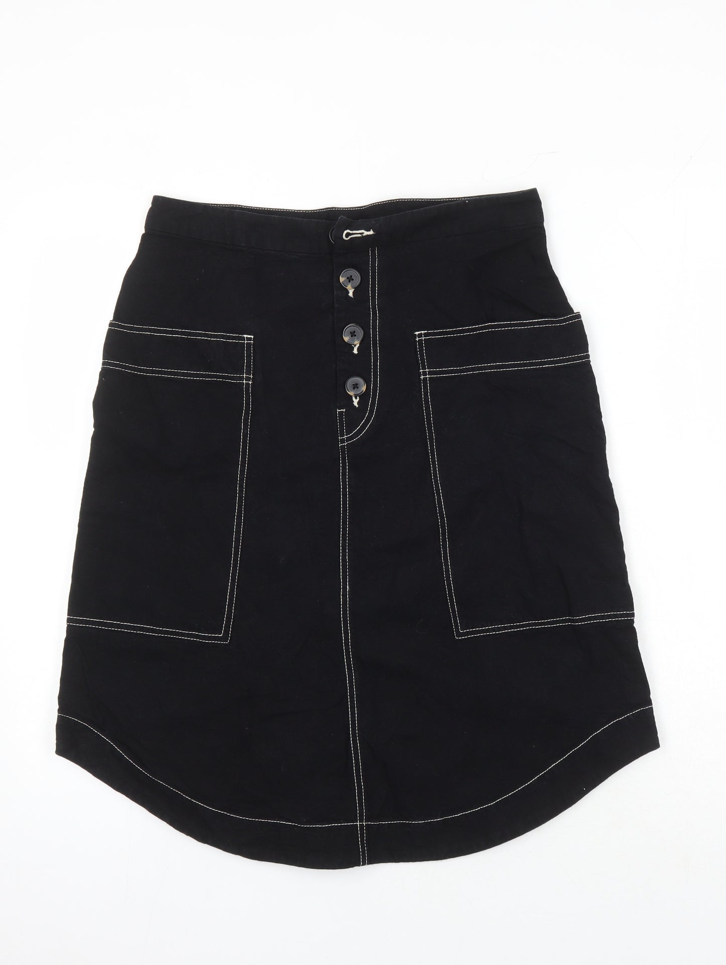 Monkl Womens Black Cotton A-Line Skirt Size 38 in