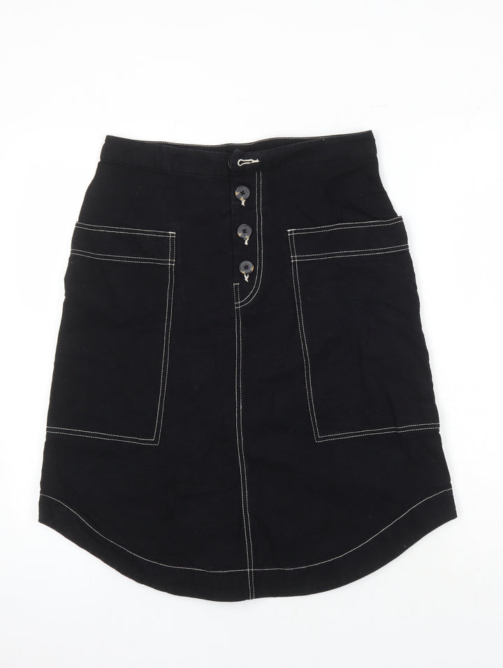 Monkl Womens Black Cotton A-Line Skirt Size 38 in