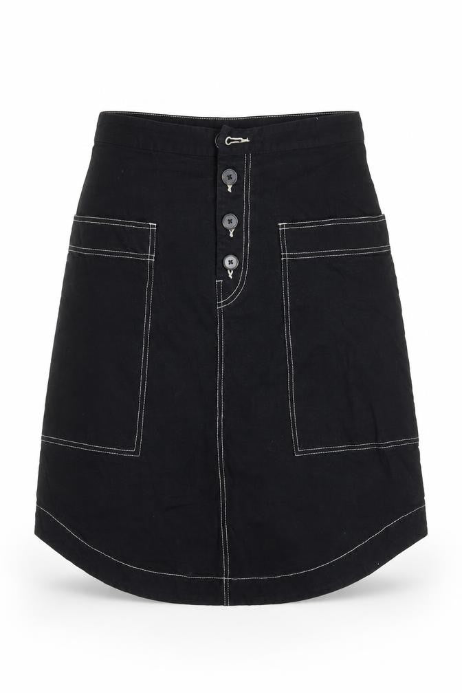 Monkl Womens Black Cotton A-Line Skirt Size 38 in