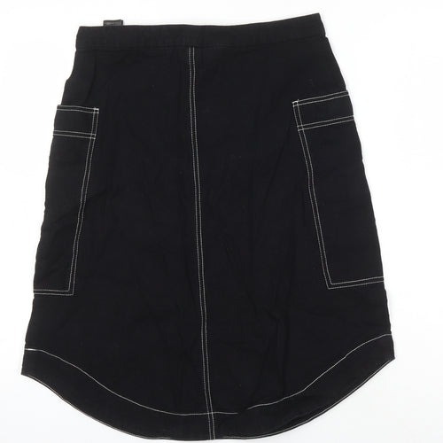 Monkl Womens Black Cotton A-Line Skirt Size 38 in
