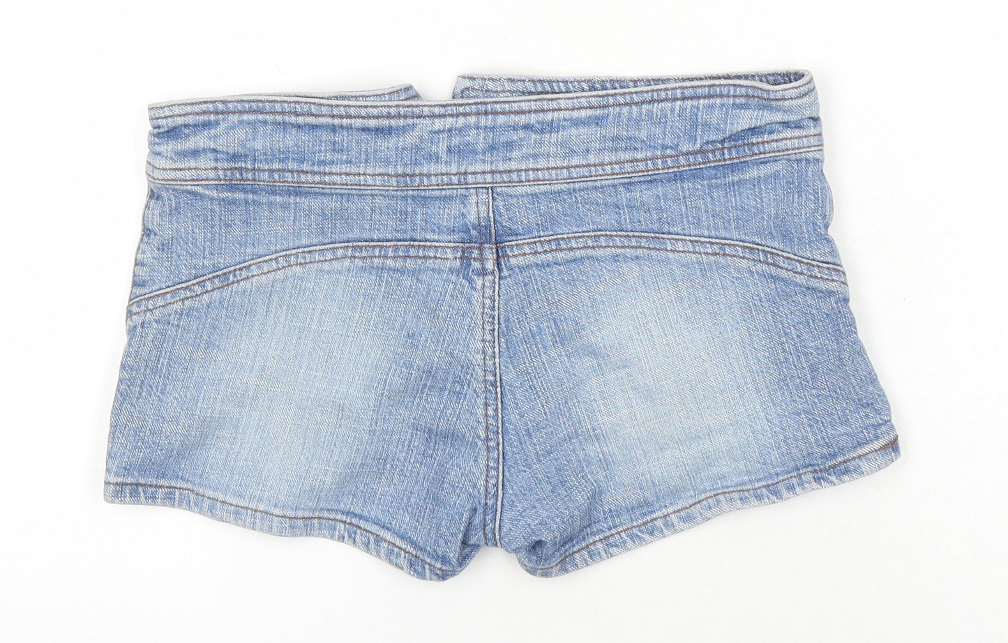 Moto Womens Blue Cotton Hot Pants Shorts Size 8 Extra-Slim