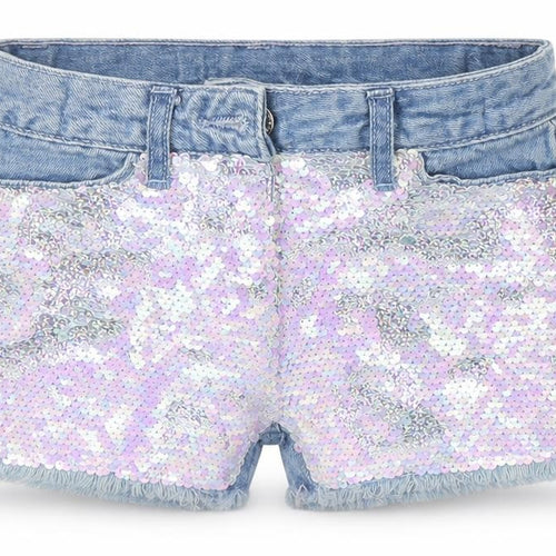 I love girlswear Girls Blue 100% Cotton Hot Pants Shorts Size 6 Years Regular - Sequin Detail