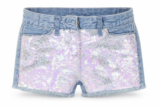 I love girlswear Girls Blue 100% Cotton Hot Pants Shorts Size 6 Years Regular - Sequin Detail