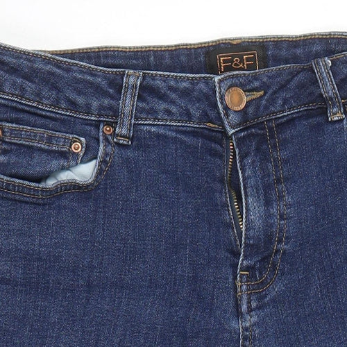 F&F Womens Blue Cotton Boyfriend Shorts Size 12 Regular