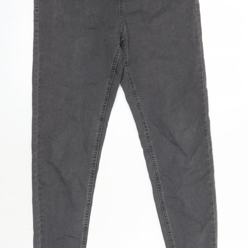 M&S Womens Grey Herringbone Cotton Jegging Jeans Size 10 L24 in Regular - Elasticated Waist