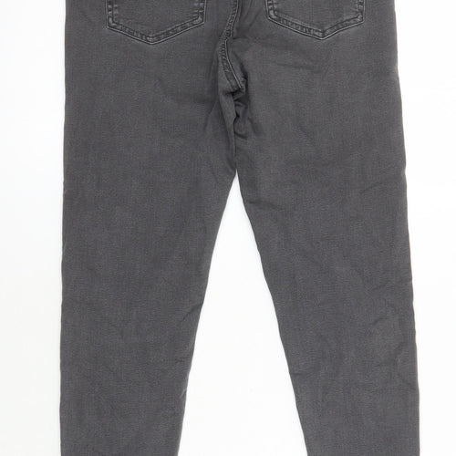 M&S Womens Grey Herringbone Cotton Jegging Jeans Size 10 L24 in Regular - Elasticated Waist
