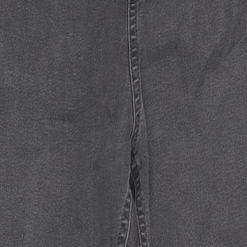 M&S Womens Grey Herringbone Cotton Jegging Jeans Size 10 L24 in Regular - Elasticated Waist