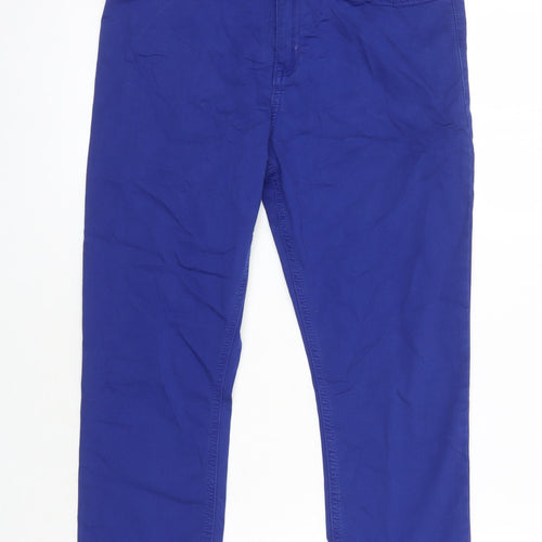 M&S Womens Blue Cotton Cropped Jeans Size 10 L21 in Regular