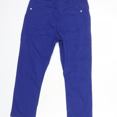 M&S Womens Blue Cotton Cropped Jeans Size 10 L21 in Regular