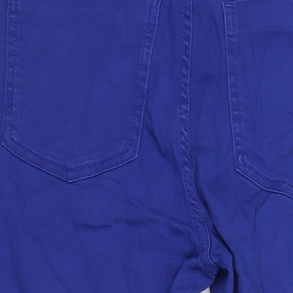 M&S Womens Blue Cotton Cropped Jeans Size 10 L21 in Regular